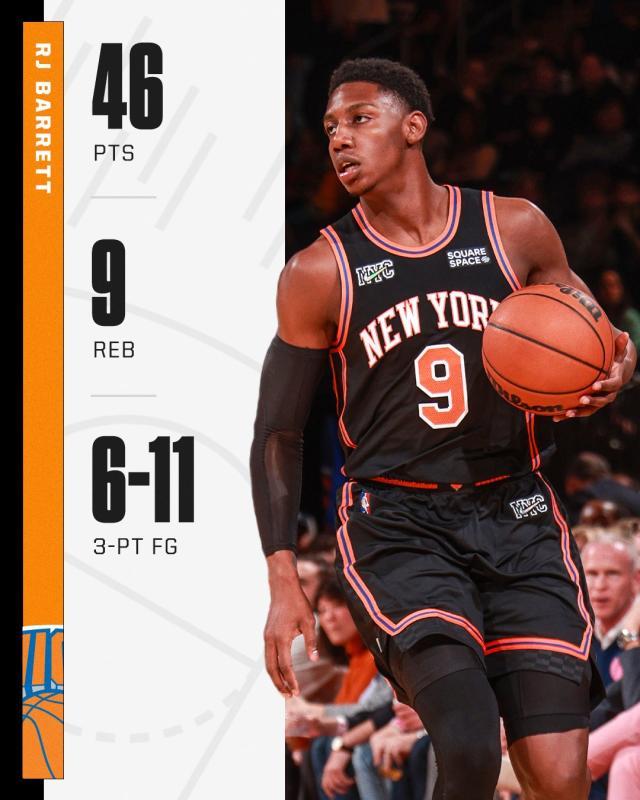 360体育官网-尼克斯输球夜唯一慰藉 巴雷特46分创生涯新高！